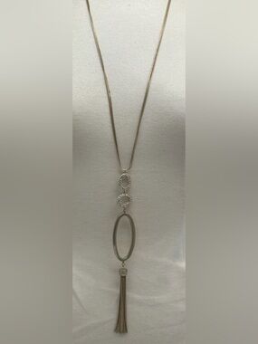 NWT St. Thomas Gold Tone 32" Long Tassel Necklace 8" Rhinestone Accent Pendant